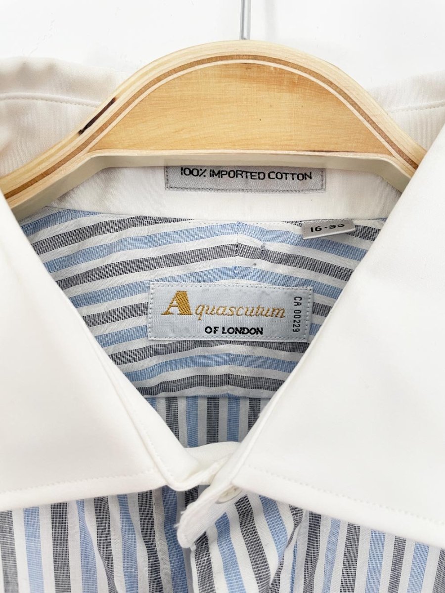 vintage aquascutum contrast collar striped french cuff shirt - good market thrift store