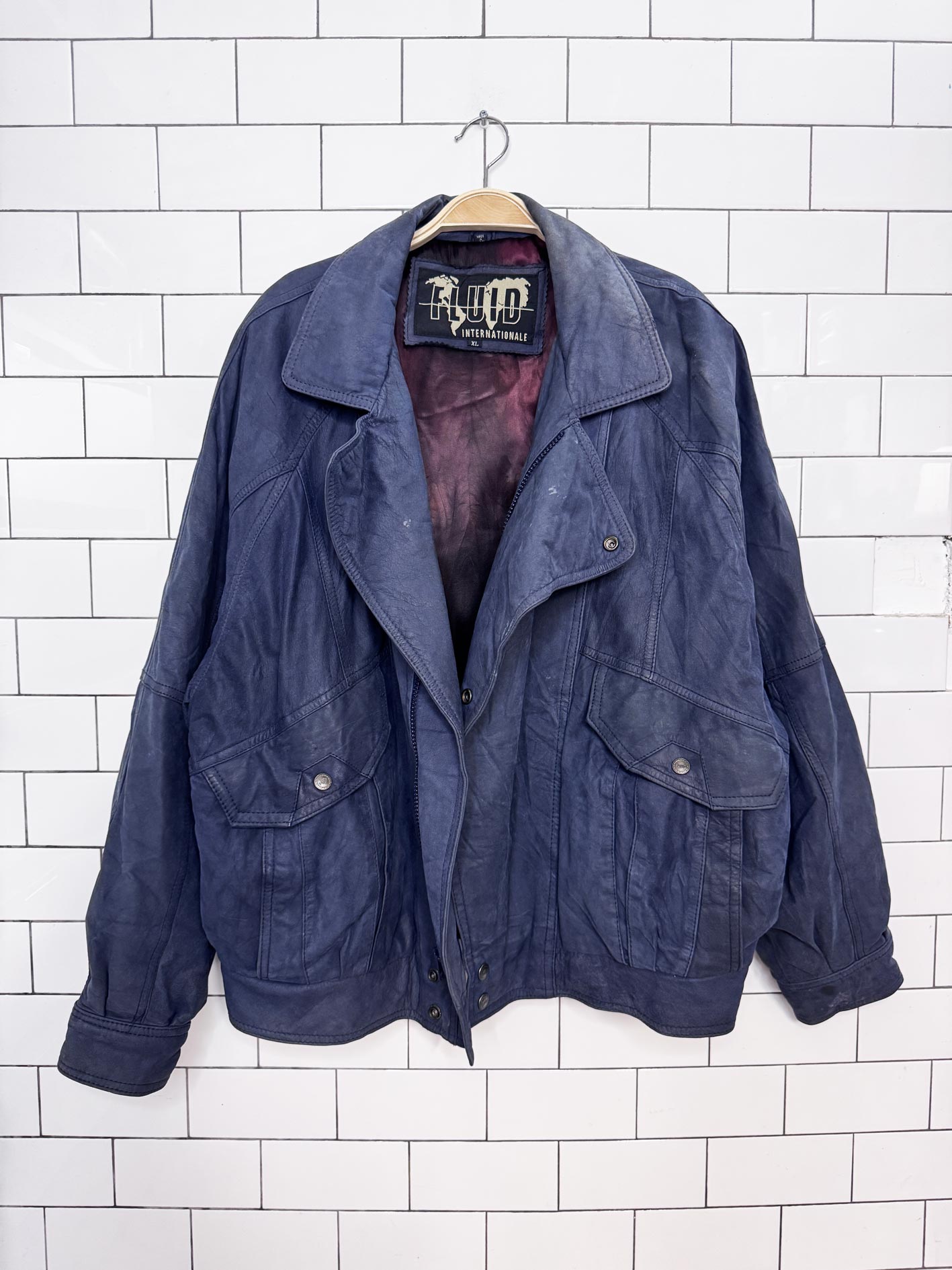 vintage 90s fluid nubuck leather bomber jacket