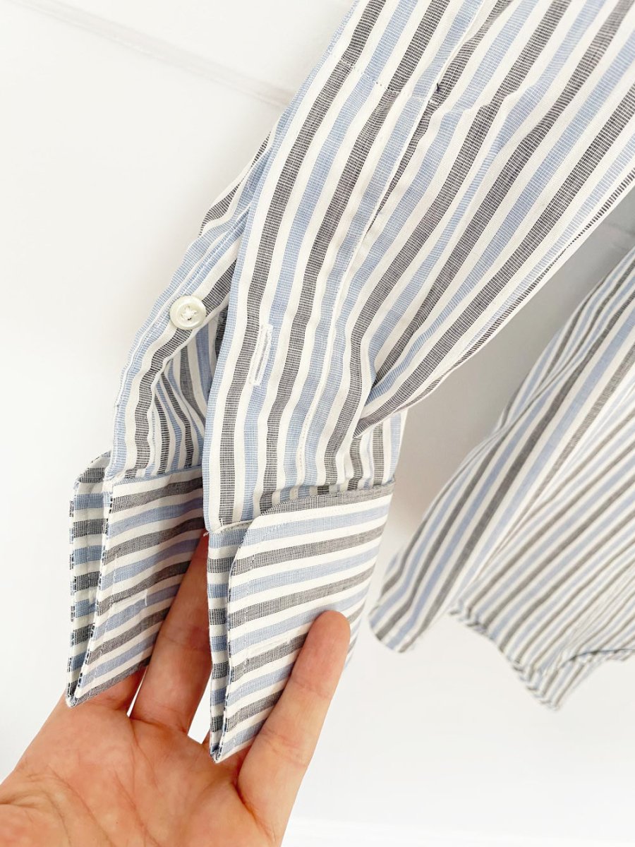 vintage aquascutum contrast collar striped french cuff shirt - good market thrift store