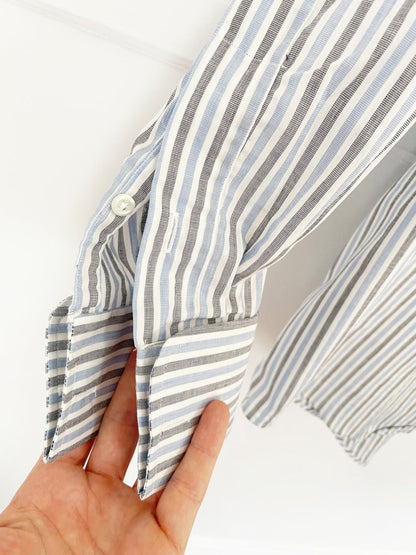 vintage aquascutum contrast collar striped french cuff shirt - good market thrift store