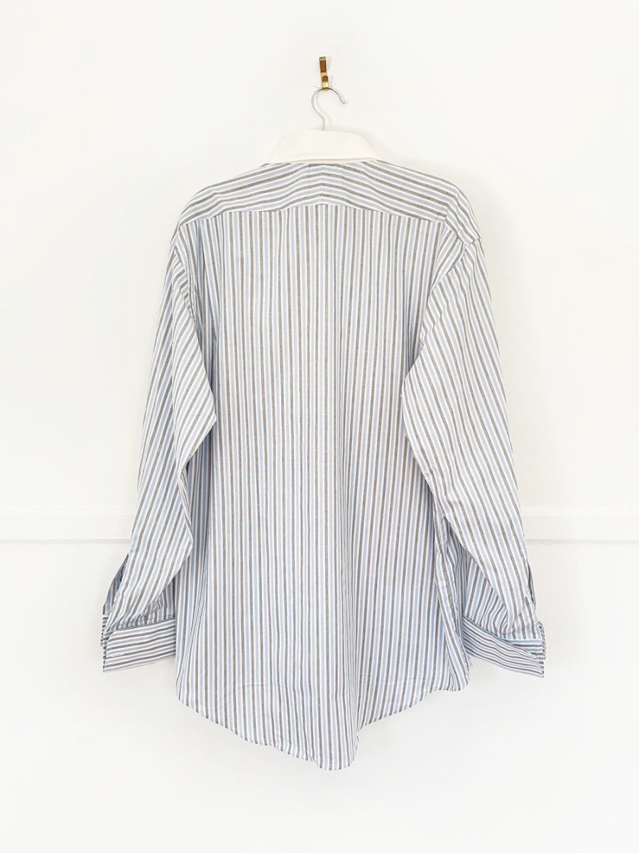 vintage aquascutum contrast collar striped french cuff shirt - good market thrift store