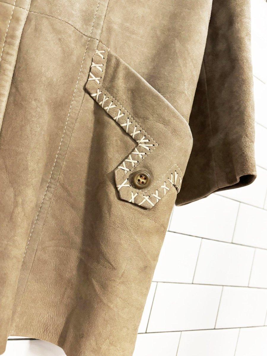 vintage 80s leda spain lamb suede western blanket stitch jacket | made in spain - good market thrift store
