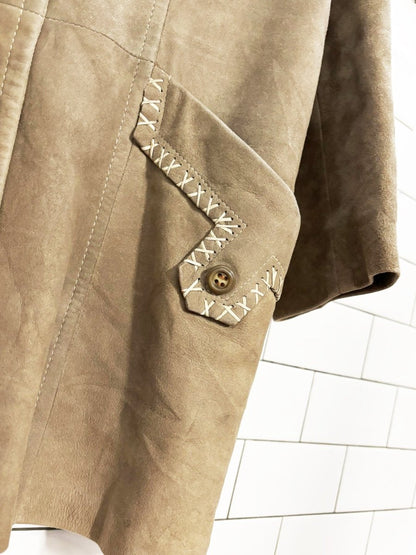 vintage 80s leda spain lamb suede western blanket stitch jacket | made in spain - good market thrift store