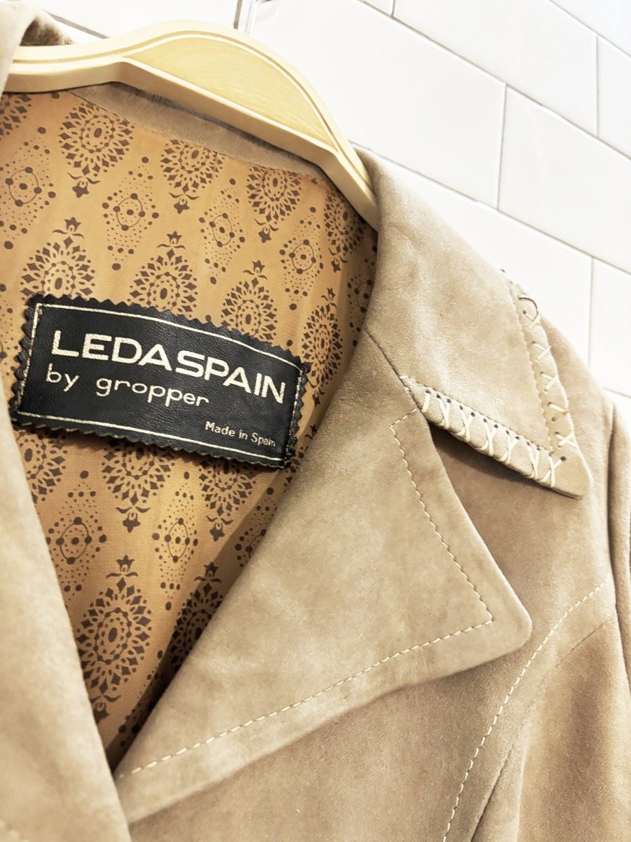 vintage 80s leda spain lamb suede western blanket stitch jacket | made in spain - good market thrift store