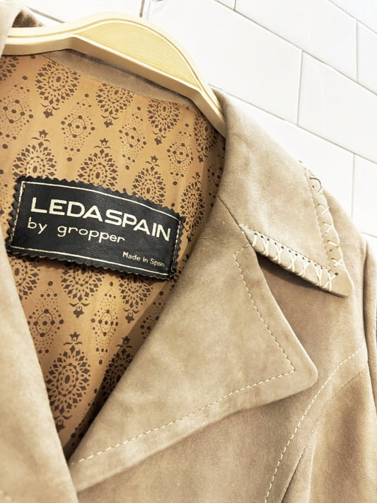 vintage 80s leda spain lamb suede western blanket stitch jacket | made in spain - good market thrift store