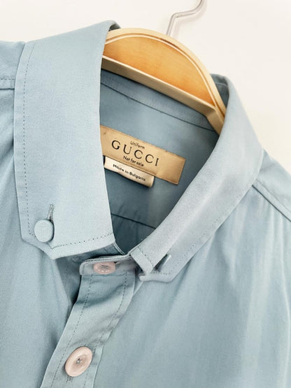 gucci logo button classic shirt | uniform - good market thrift store