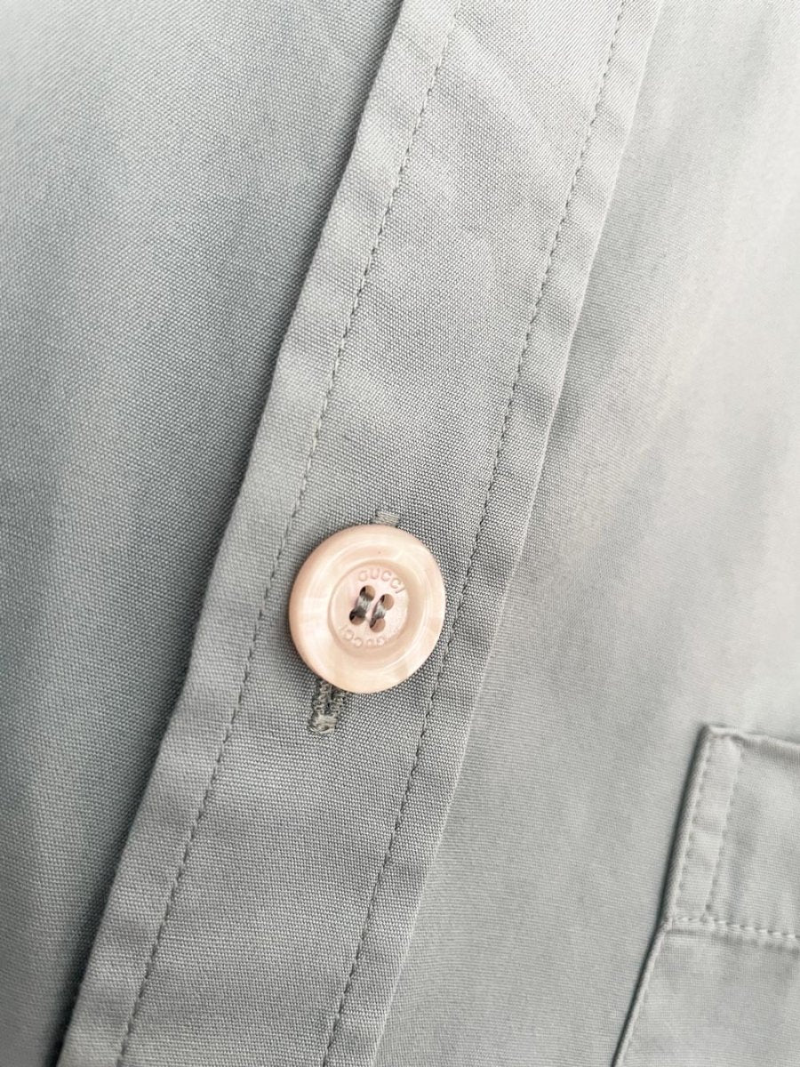 gucci logo button classic shirt | uniform - good market thrift store