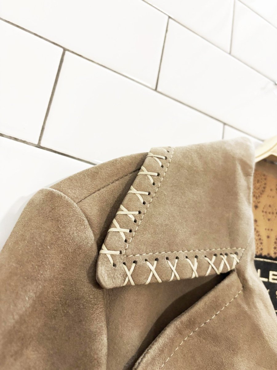 vintage 80s leda spain lamb suede western blanket stitch jacket | made in spain - good market thrift store