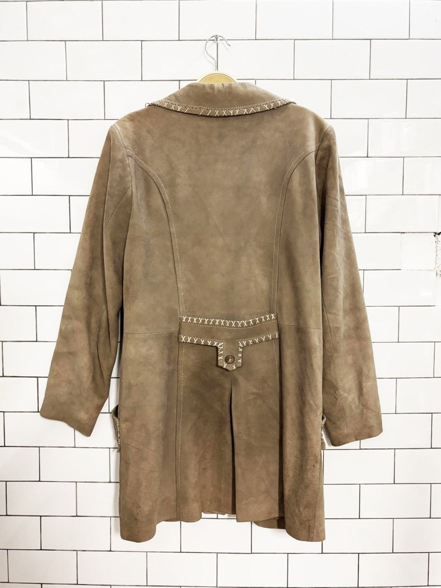 vintage 80s leda spain lamb suede western blanket stitch jacket | made in spain - good market thrift store