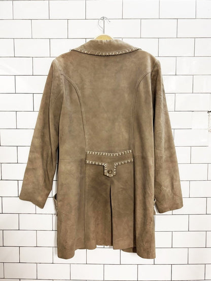 vintage 80s leda spain lamb suede western blanket stitch jacket | made in spain - good market thrift store