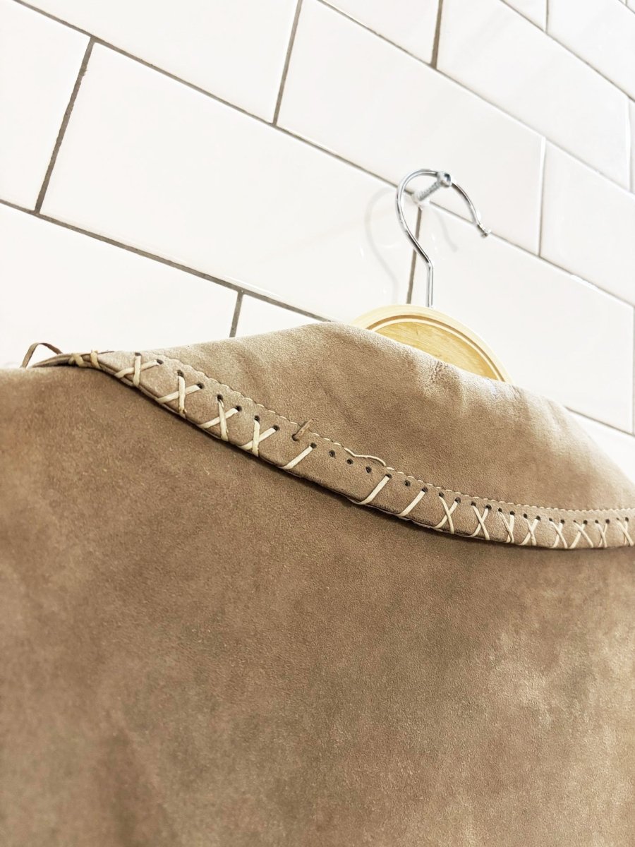 vintage 80s leda spain lamb suede western blanket stitch jacket | made in spain - good market thrift store