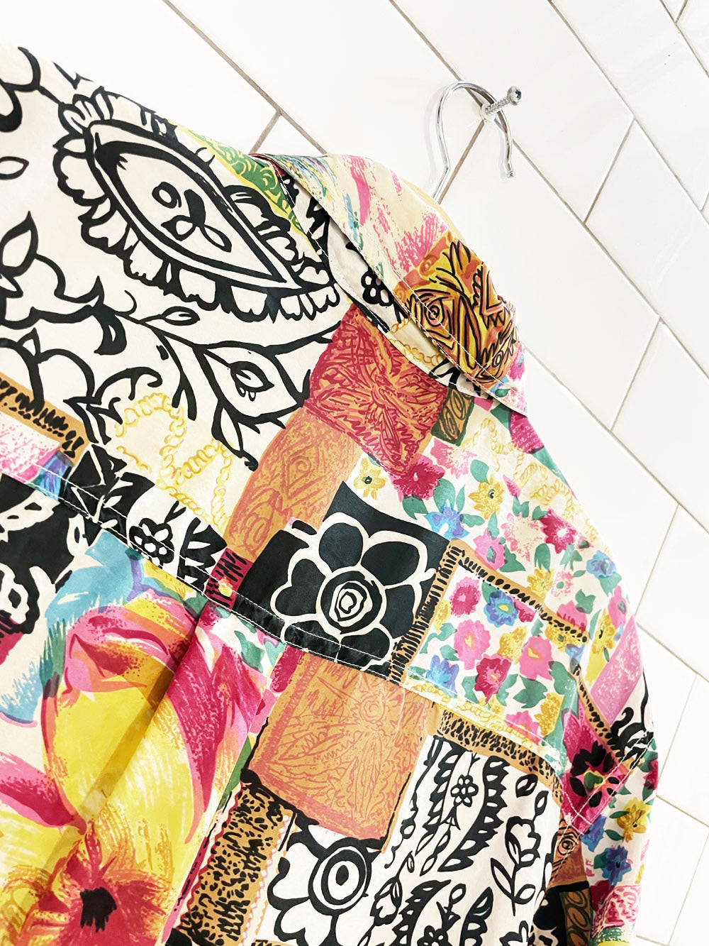vintage 90s HER 100% silk floral patchwork blouse