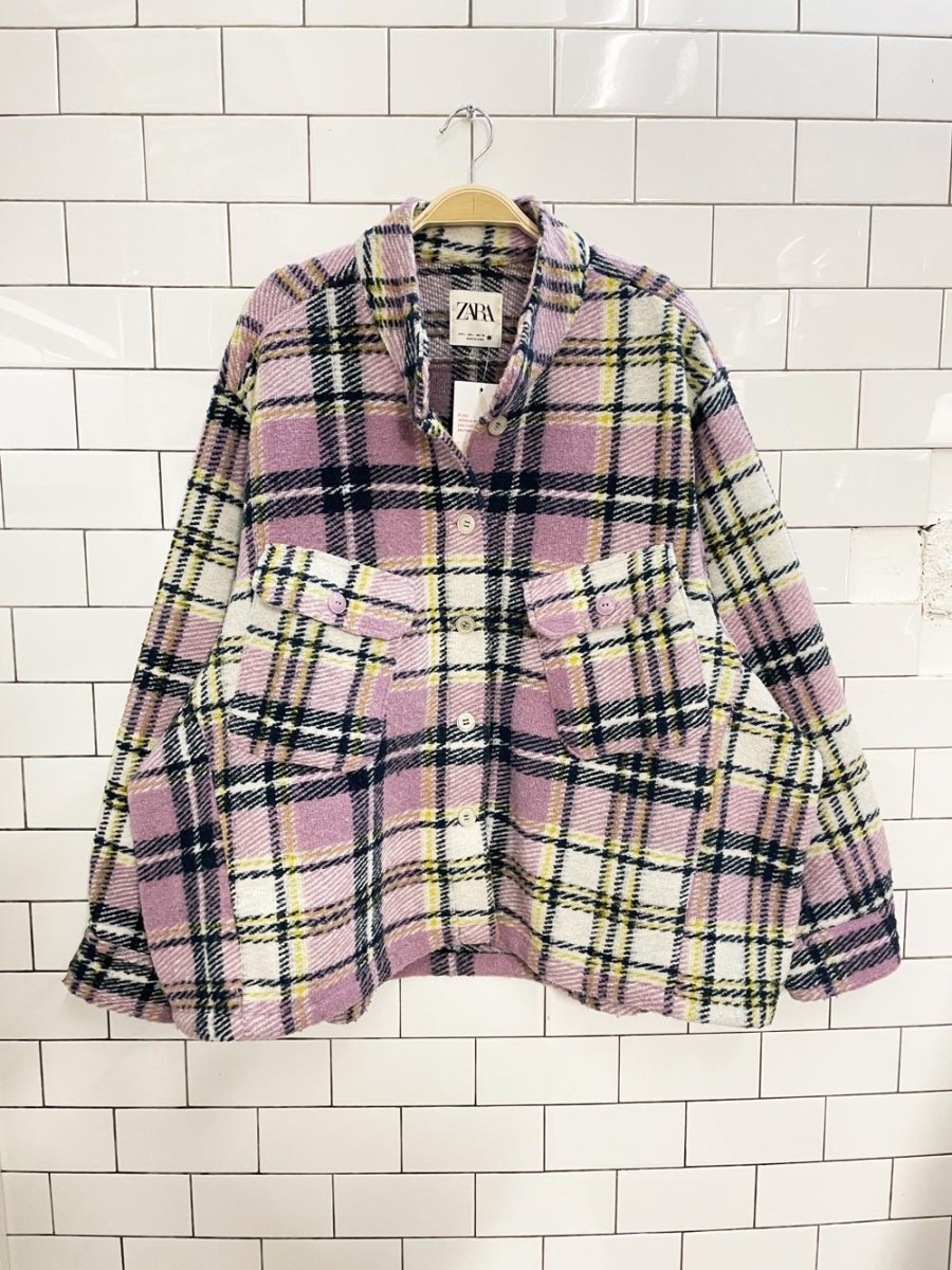 zara wool - blend oversized shirt jacket - good market thrift store