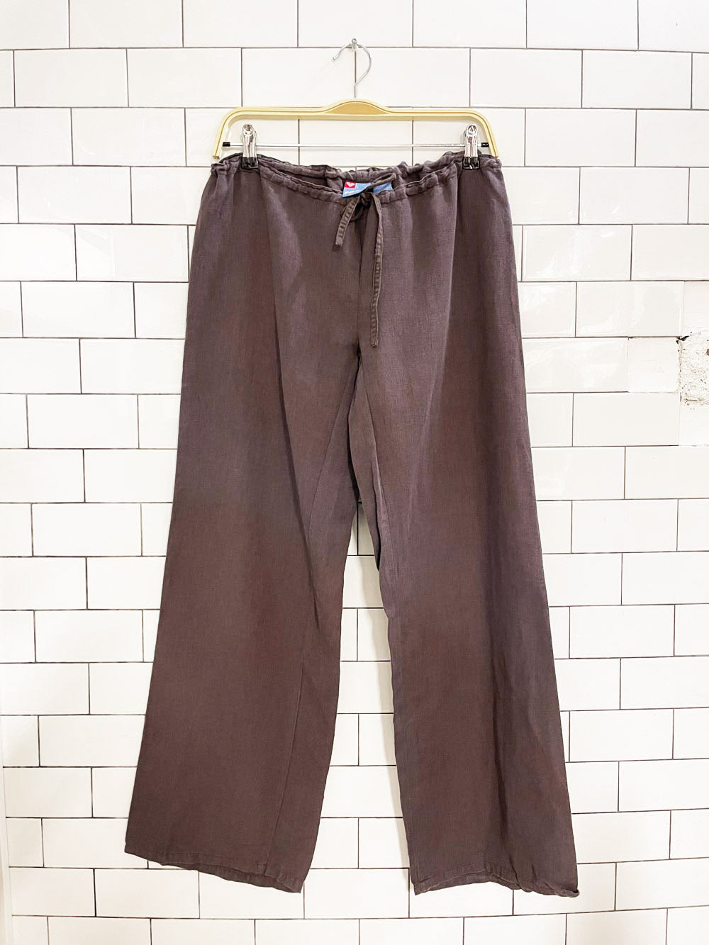 y2k roxy linen-blend wide leg drawstring beach pants