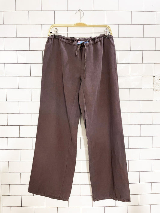 y2k roxy linen-blend wide leg drawstring beach pants
