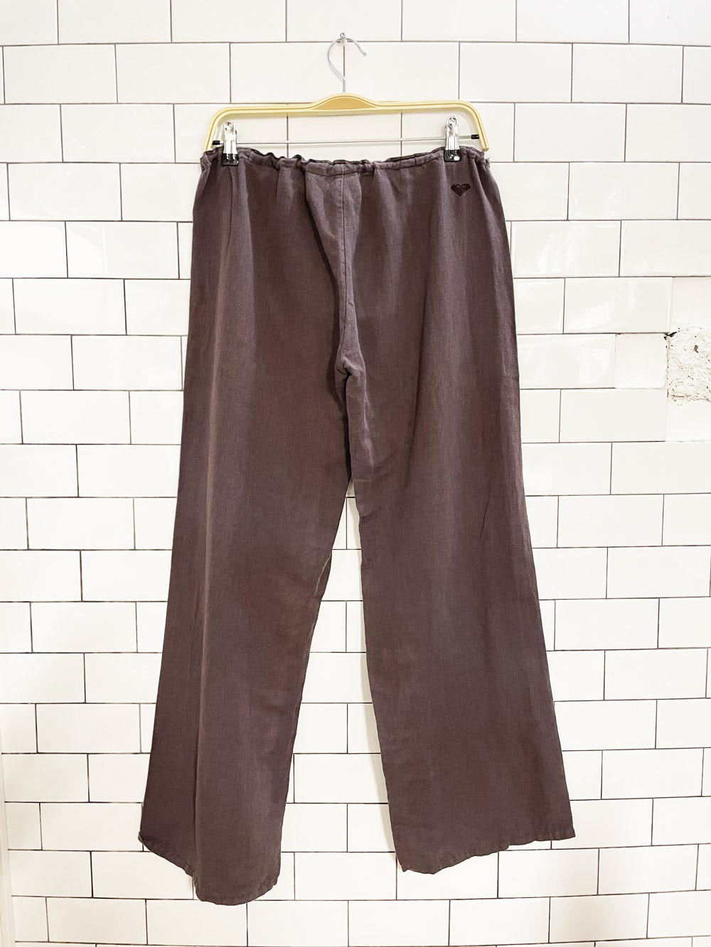 y2k roxy linen-blend wide leg drawstring beach pants