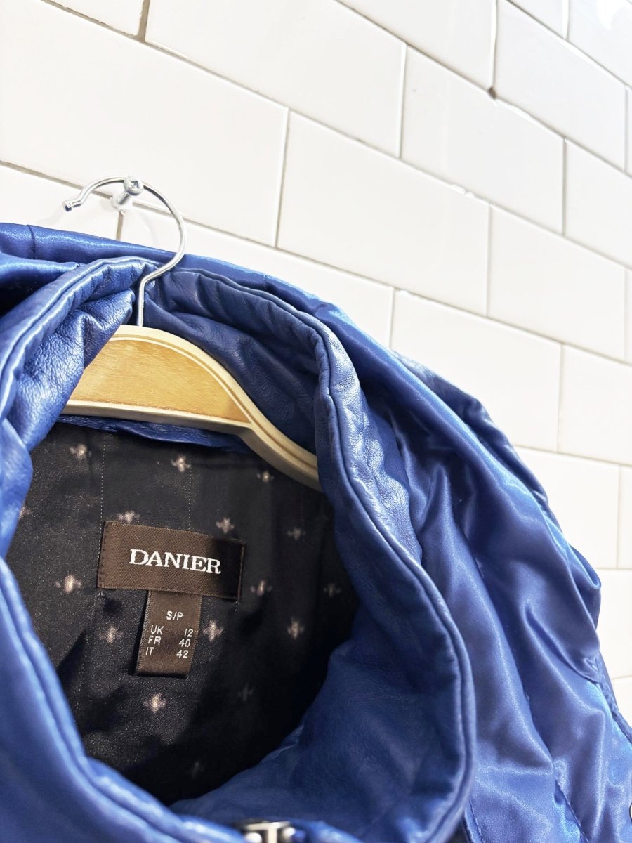 danier butter leather down hooded puffer jacket - good market thrift store