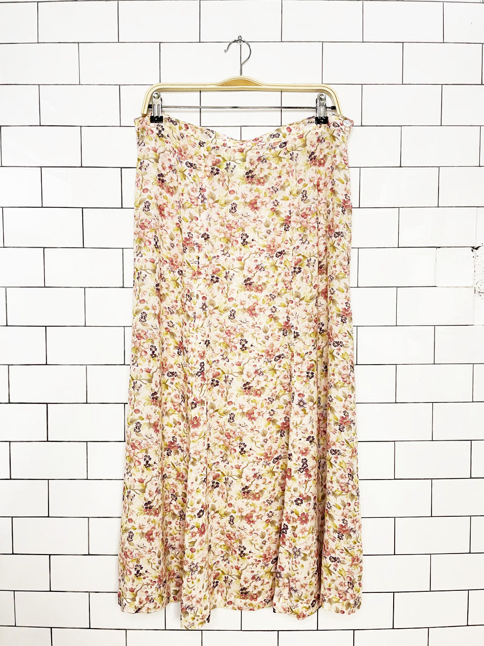 vintage 00s susan bristol floral a-line midi skirt | made in Canada