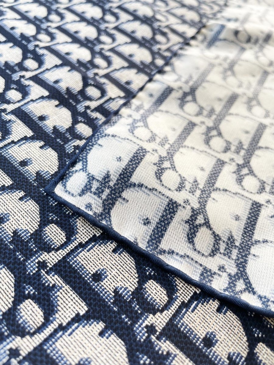 vintage christian dior monogram silk scarf | hand - rolled edge - good market thrift store