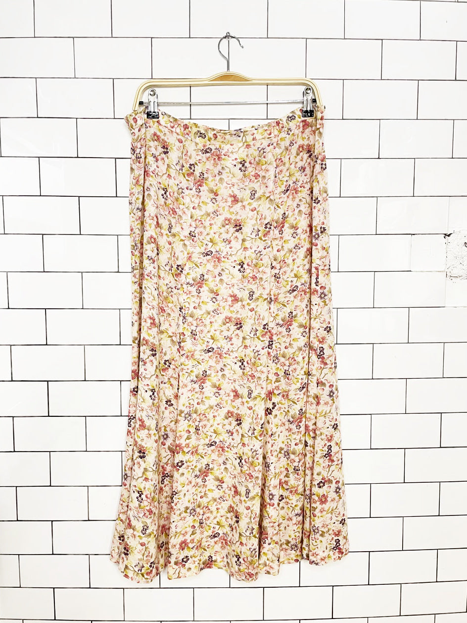 vintage 00s susan bristol floral a-line midi skirt | made in Canada