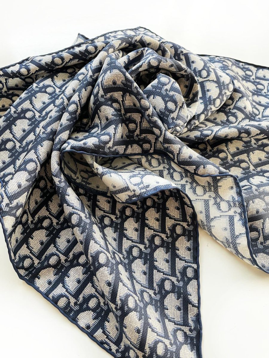 vintage christian dior monogram silk scarf | hand - rolled edge - good market thrift store