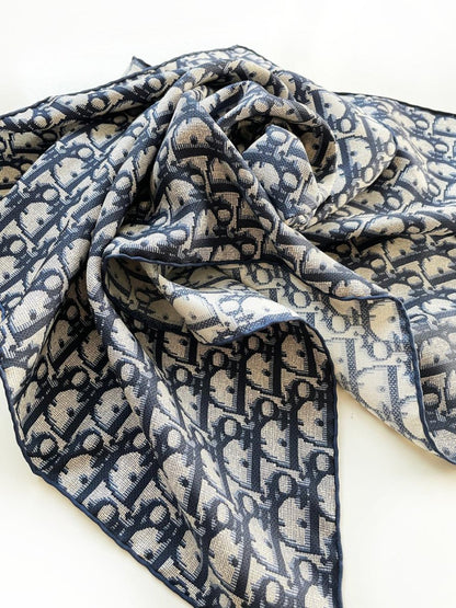 vintage christian dior monogram silk scarf | hand - rolled edge - good market thrift store