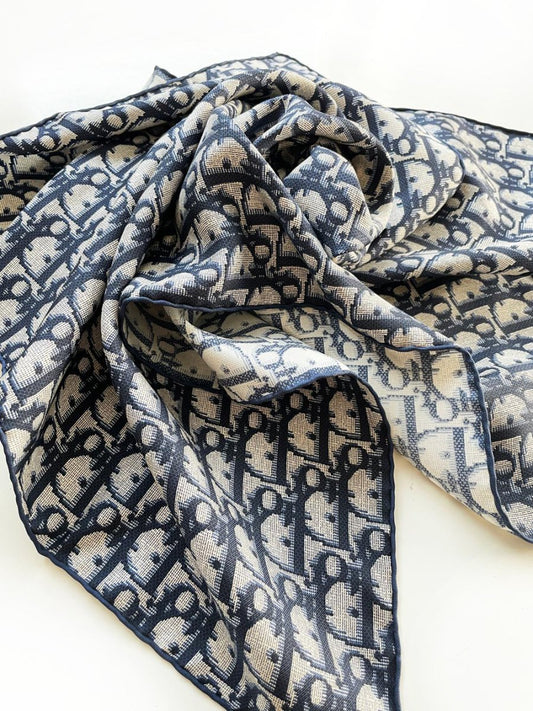 vintage christian dior monogram silk scarf | hand - rolled edge - good market thrift store