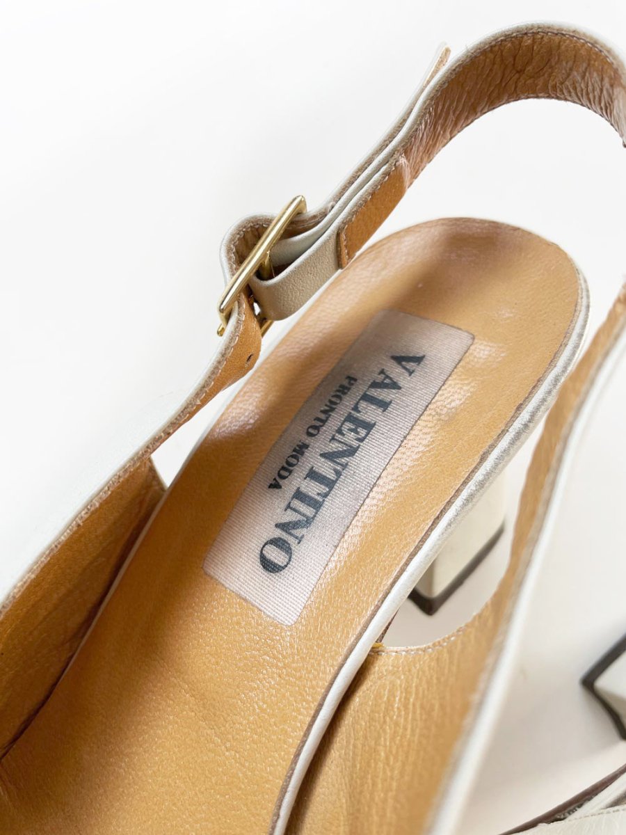 vintage valentino leather slingback heeled square toe shoe | made in Italy - good market thrift store
