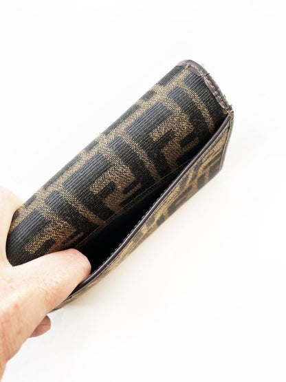 vintage 00s fendi woven zucca tri - fold wallet - good market thrift store