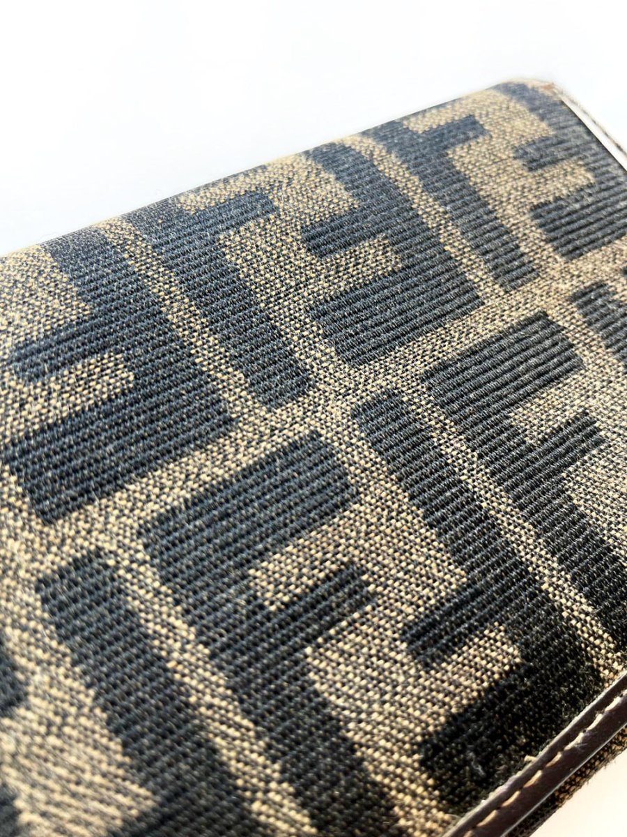 vintage 00s fendi woven zucca tri - fold wallet - good market thrift store