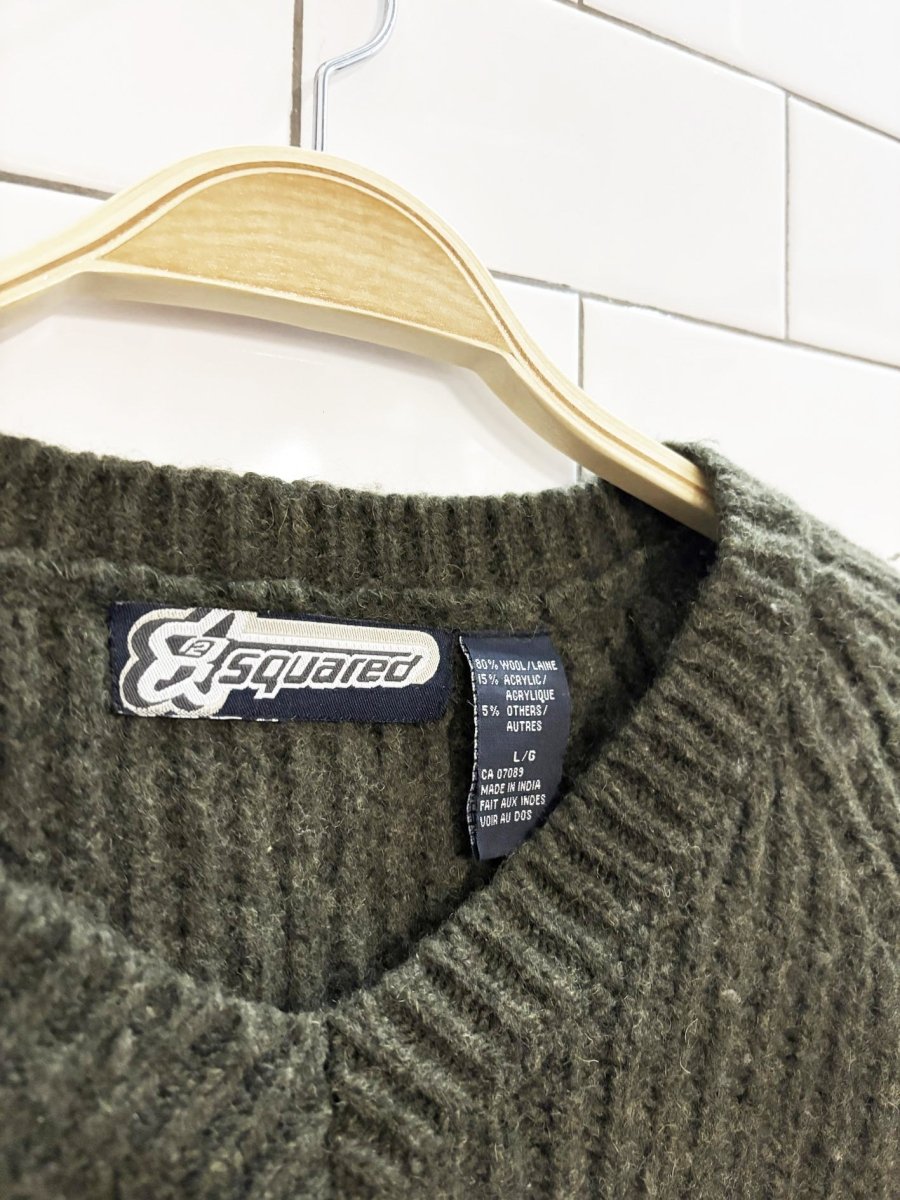 vintage 90s 2squared wool - blend cozy knit sweater - good market thrift store