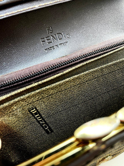 vintage 00s fendi woven zucca tri - fold wallet - good market thrift store
