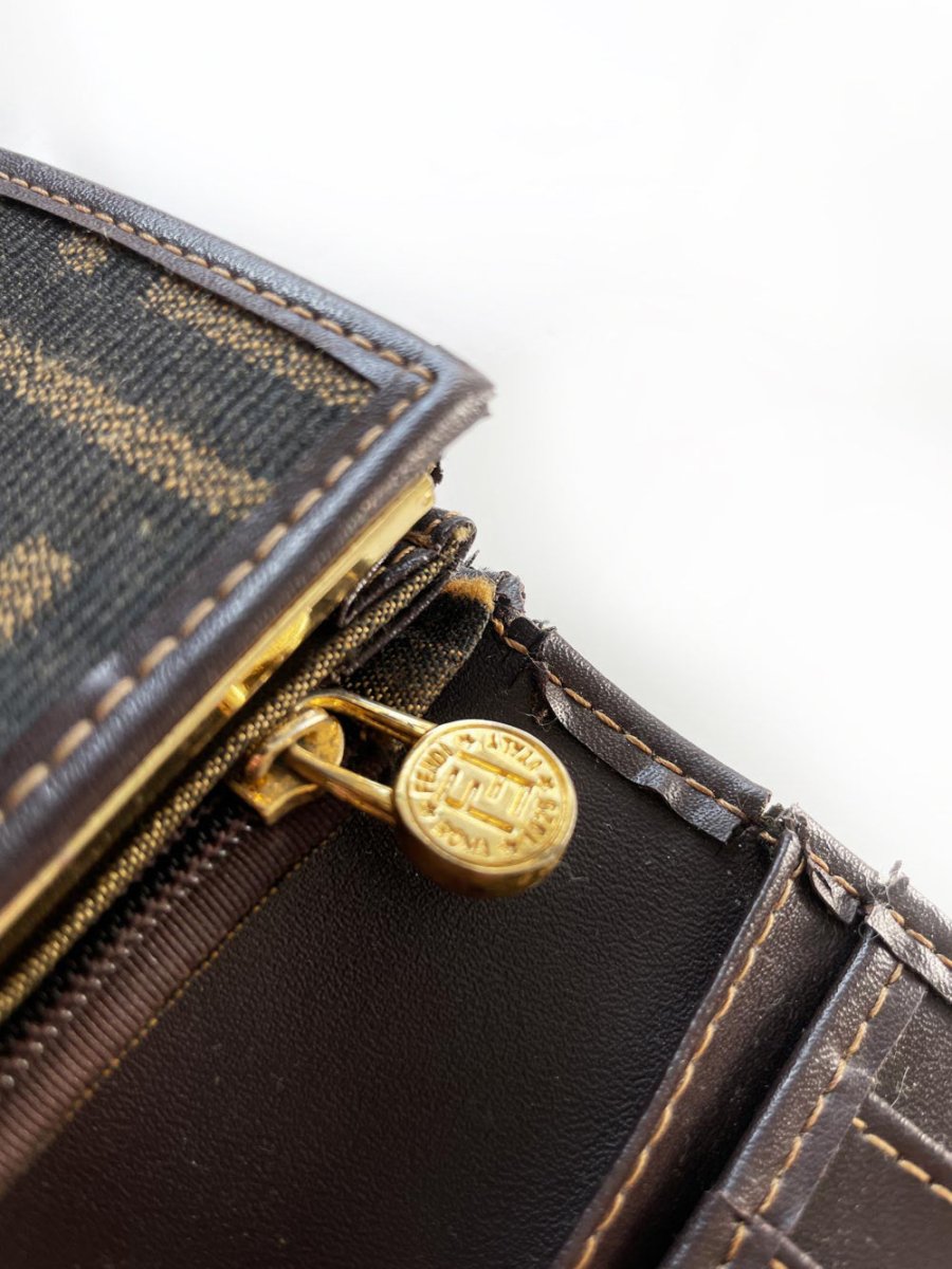 vintage 00s fendi woven zucca tri - fold wallet - good market thrift store