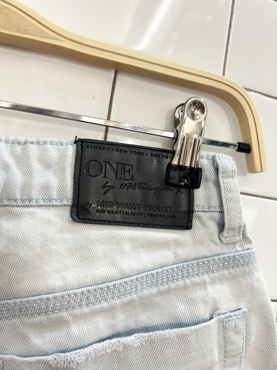 one teaspoon mid waist bandit twisted cuff denim shorts - good market thrift store