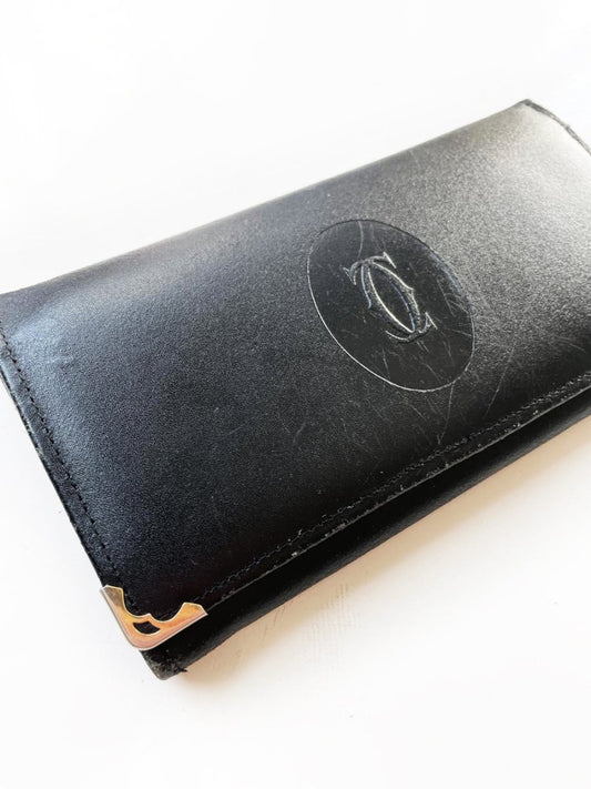 vintage cartier marcello leather bi - fold wallet - good market thrift store