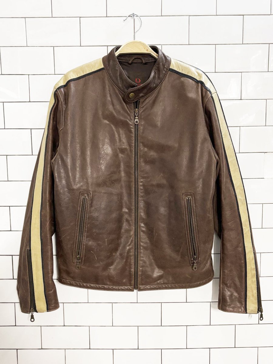 vintage danier striped leather biker jacket - good market thrift store