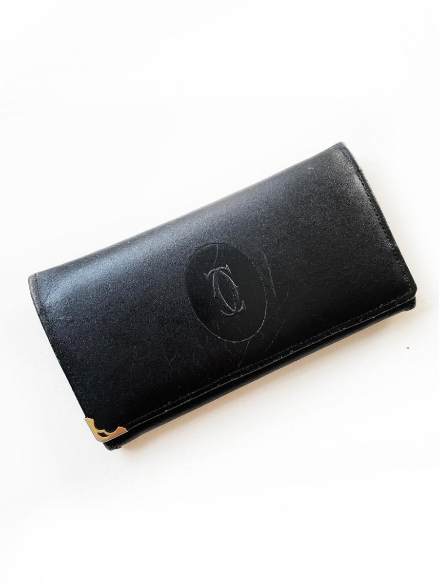 vintage cartier marcello leather bi - fold wallet - good market thrift store