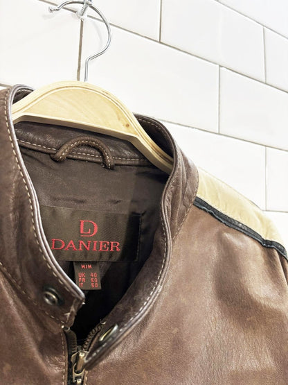 vintage danier striped leather biker jacket - good market thrift store