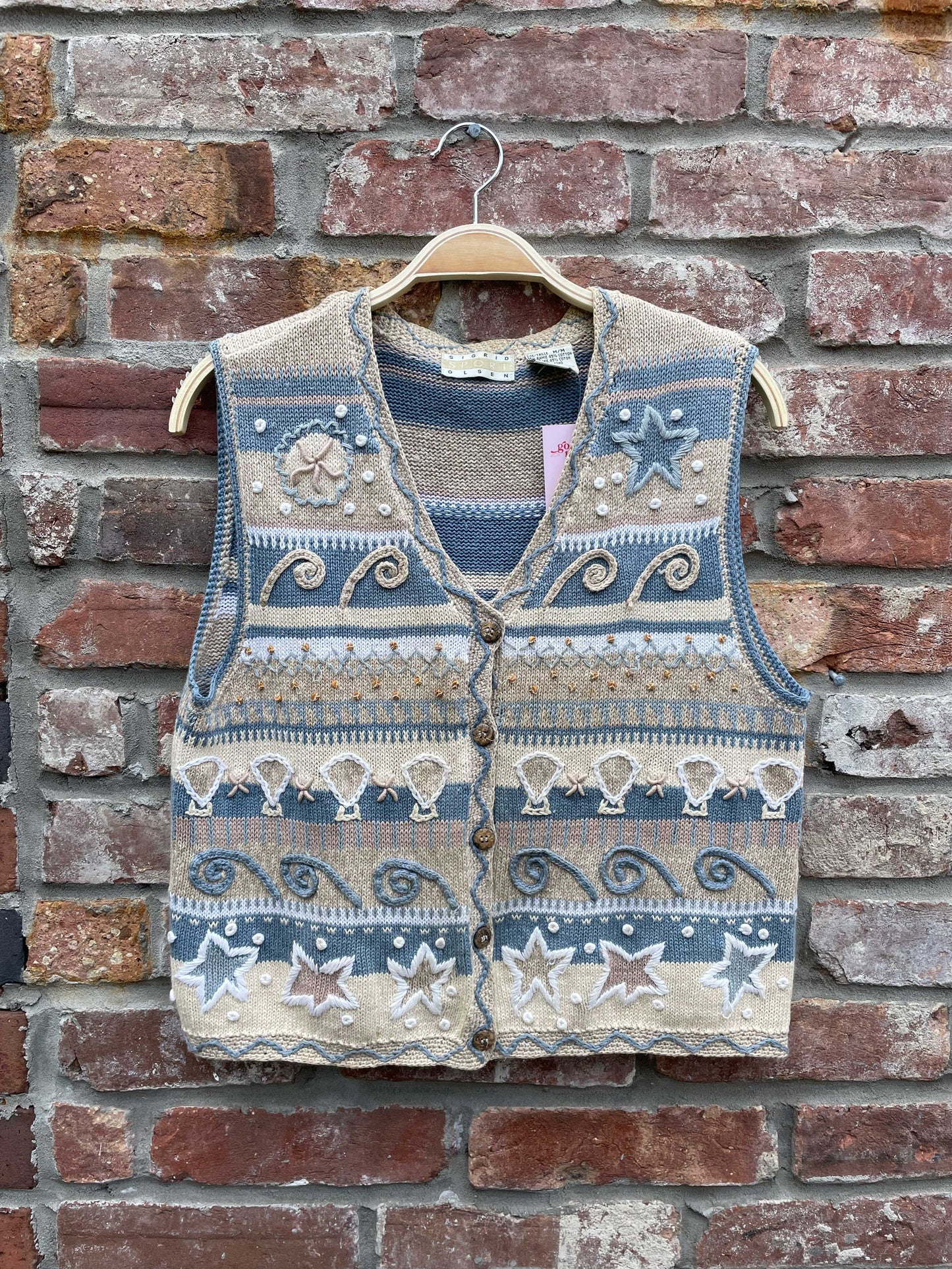 vintage sigrid olsen ramie beach knit vest