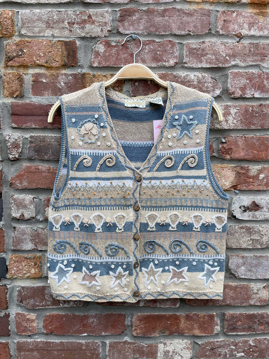 vintage sigrid olsen ramie beach knit vest