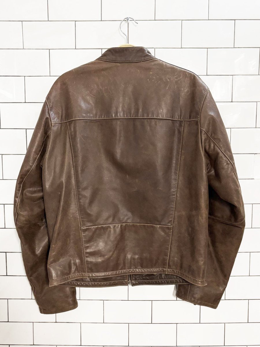 vintage danier striped leather biker jacket - good market thrift store