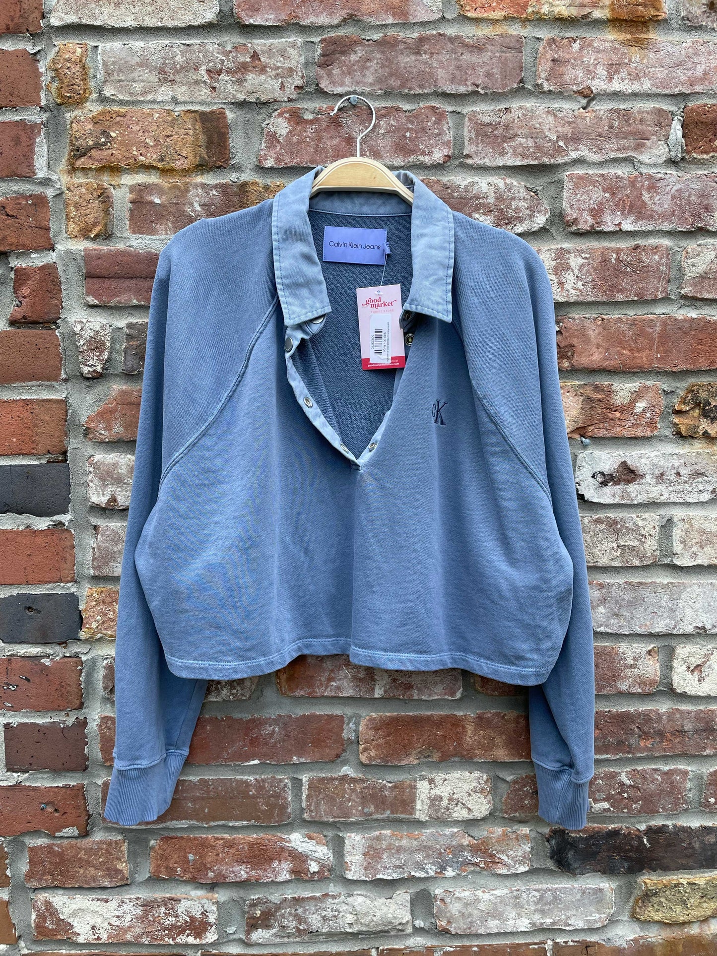 calvin klein cropped polo sweatshirt