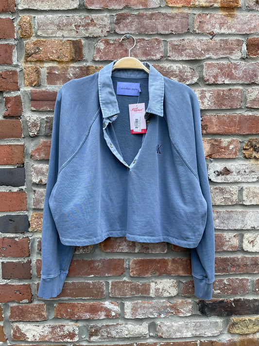calvin klein cropped polo sweatshirt