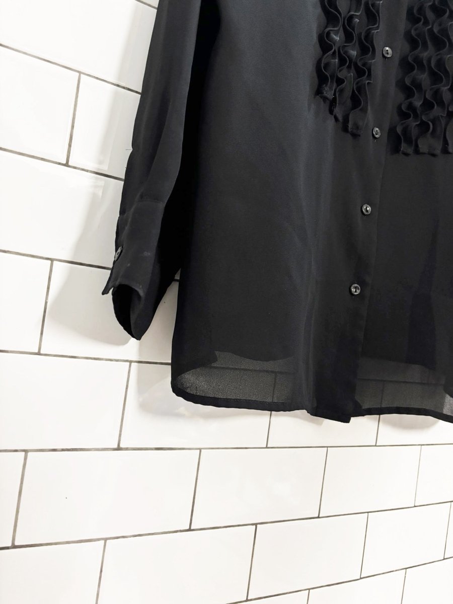 vintage 00s jessica plus chiffon draped tuxedo blouse - good market thrift store