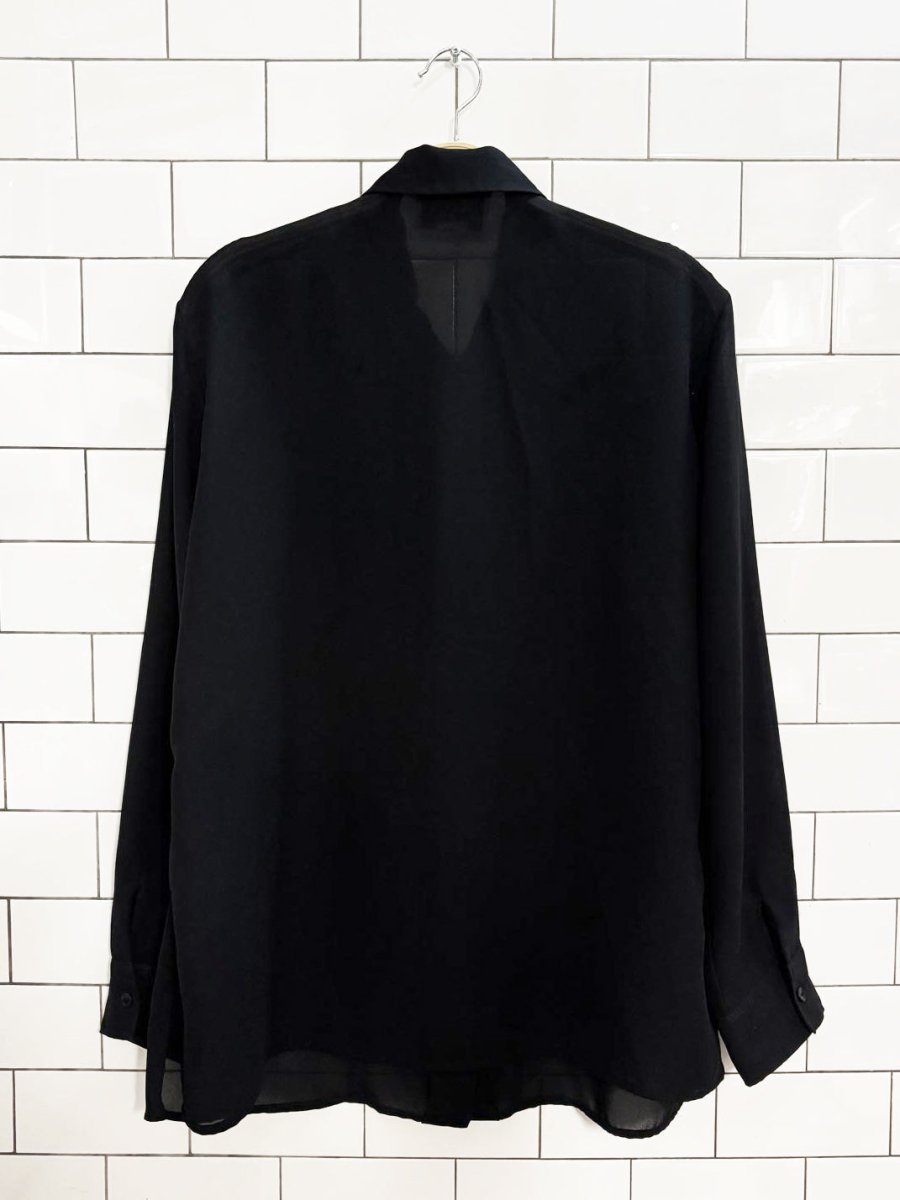 vintage 00s jessica plus chiffon draped tuxedo blouse - good market thrift store