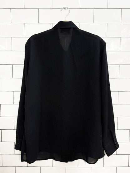 vintage 00s jessica plus chiffon draped tuxedo blouse - good market thrift store