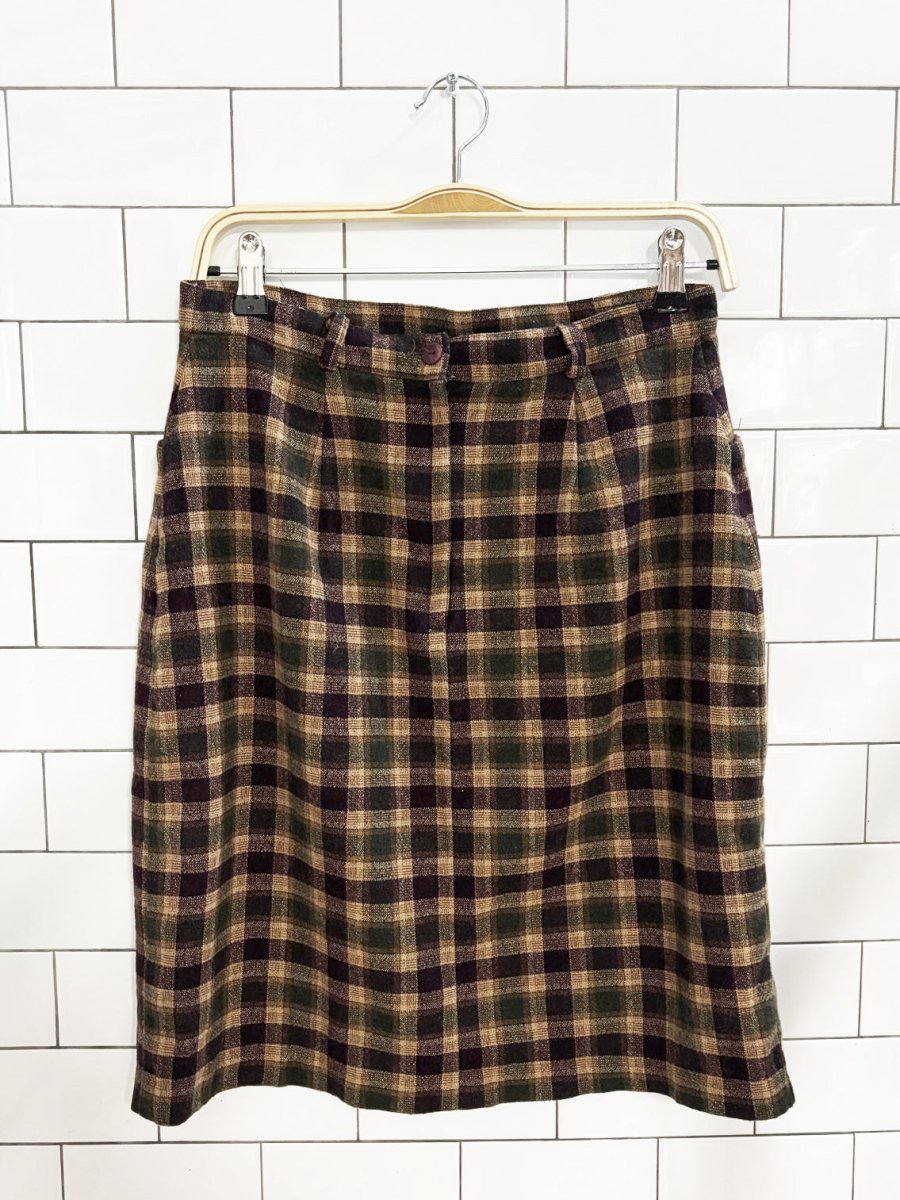 vintage 90s r&r wool - blend plaid mini skirt - good market thrift store