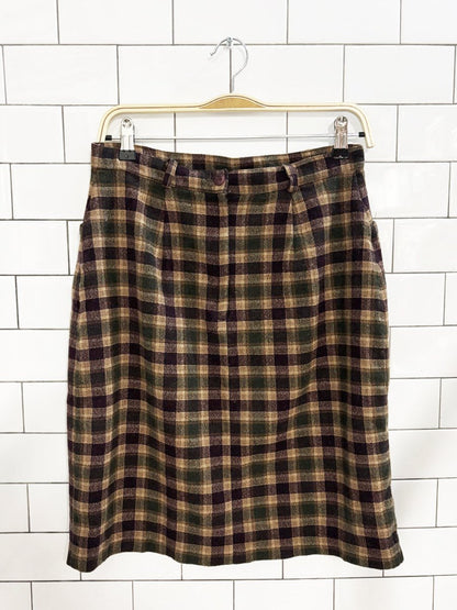 vintage 90s r&r wool - blend plaid mini skirt - good market thrift store