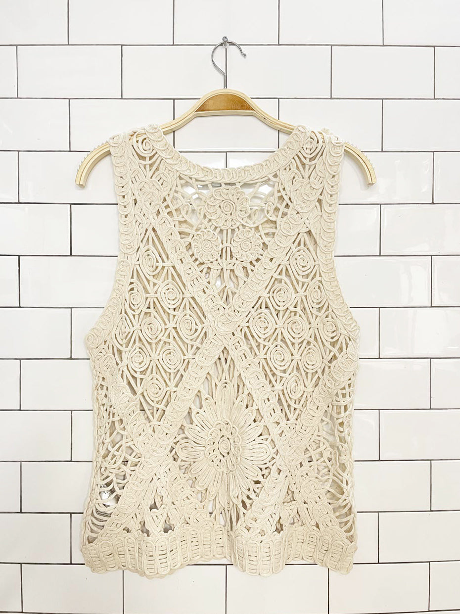 guess crochet loose knit sleeveless top