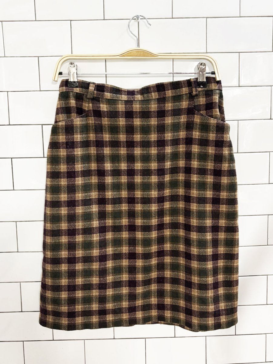 vintage 90s r&r wool - blend plaid mini skirt - good market thrift store